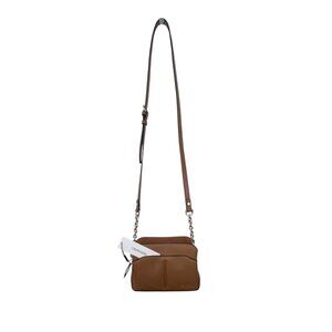 Calvin Klein Tan Brown Leather Jenni Positano Women Crossbody Bag Sz S - New